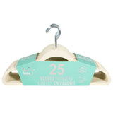 Ideal Home Velvet Hanger 25PK White Silver Hook