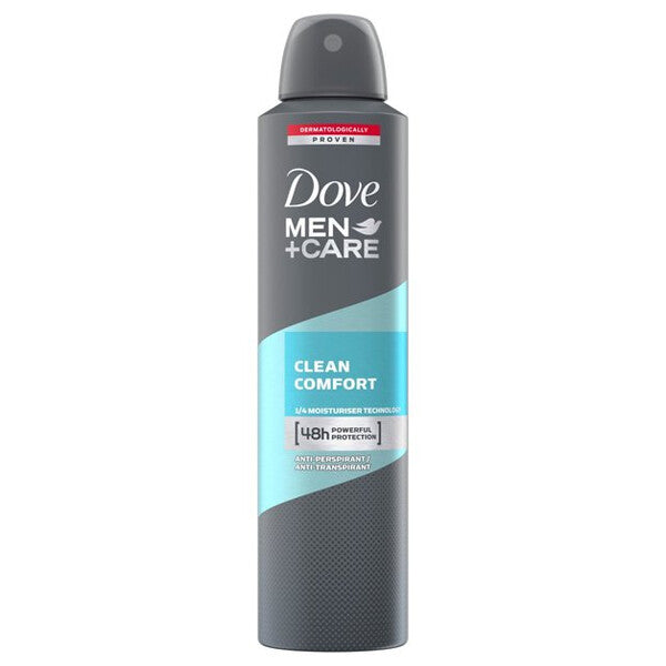 Dove Body Spray 250ml Men's + Clean Comfort