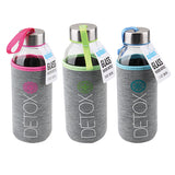 Splash Glass Bottle 12.85oz Sleeve Detox Holder Chrome Top