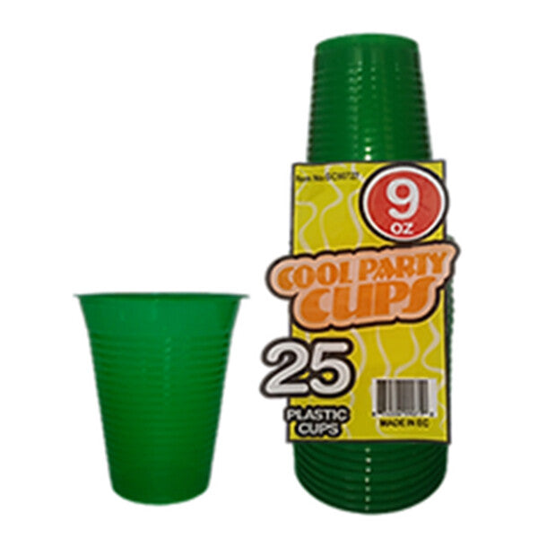 Plastic Cups 9oz green Color 25pc 48ct