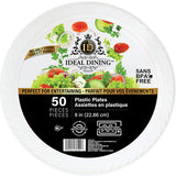 Ideal Dining Plastic Plate 9in White 50CT