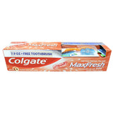 Colgate MaxFresh 225g 7.9oz + Free Toothbrush Icy Peach