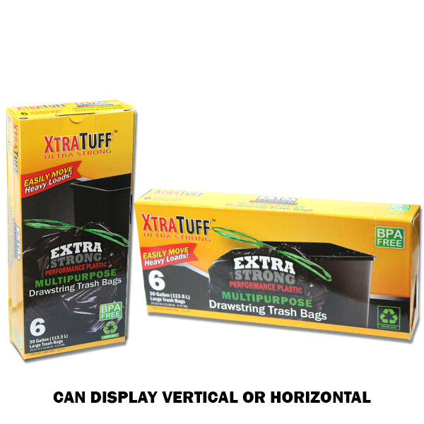 Xtratuff Trash Bag Box 30G 6CT Drawstring Black
