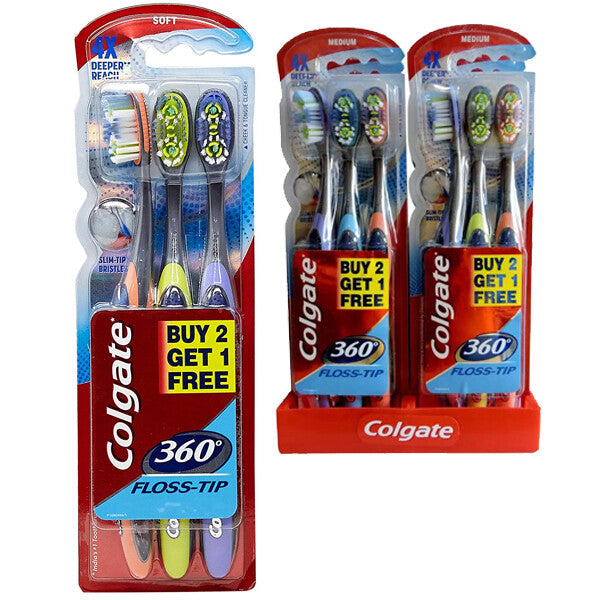 Colgate Toothbrush 360 Floss Tip 3PK