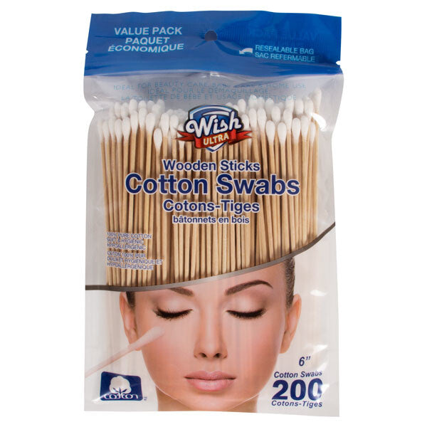 Wish 6" Cotton Swabs Wood 200CT HD
