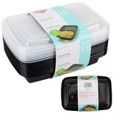 Fresh Guard Plastic Bento Meal Prep Container 20PK 750ml 2 Div