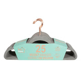 Ideal Home Velvet Hanger 25PK Grey Rose Gold Hook