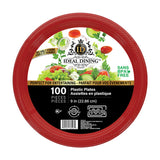 Ideal Dining Plastic Plate 9in Red 100CT