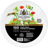 Ideal Dining Plastic Plate 9in White 100CT