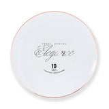 Elegance Plate 9" White + Rim Stamp Rose Gold