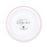 Elegance Plate 7.5" White + 2 Line Stamp Rose Gold