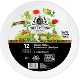 Ideal Dining Plastic Plate 9in White 12CT
