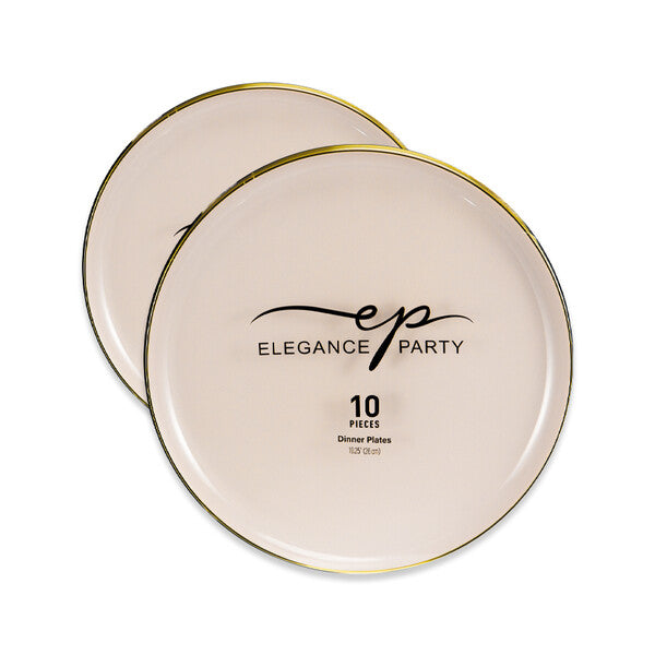 EP Edge 10PK 10.25" Dinner Plate Linen+Gold