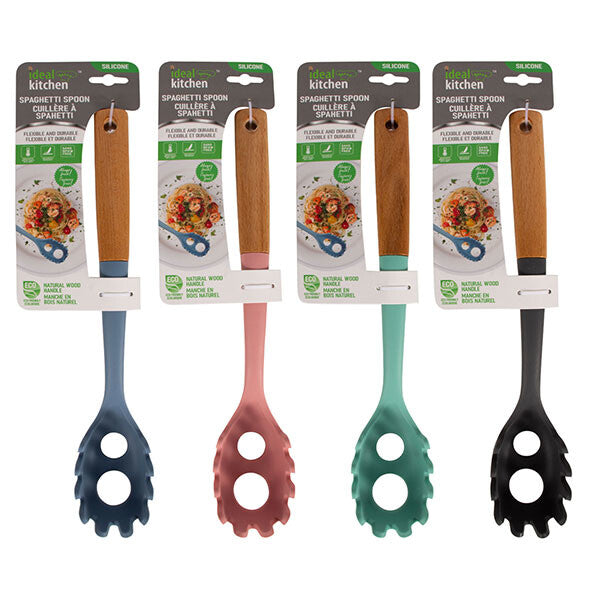 Ideal Kitchen Silicone w/ Wood Handle Spaghetti Spoon