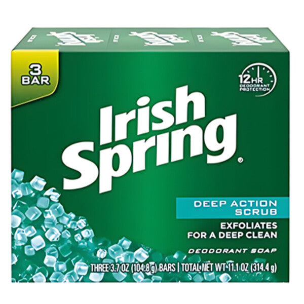 Irish Spring Bar Soap 3.75oz 3pk Deep Clean Scrub
