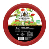 Ideal Dining Plastic Plate 9in Red 50CT