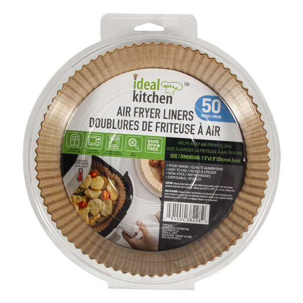 Ideal Kitchen Air Fryer Liner Paper 50PK 7.8in Round