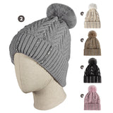 Cindy Claire Ladies Stone Pom Hat w/Fur Lining