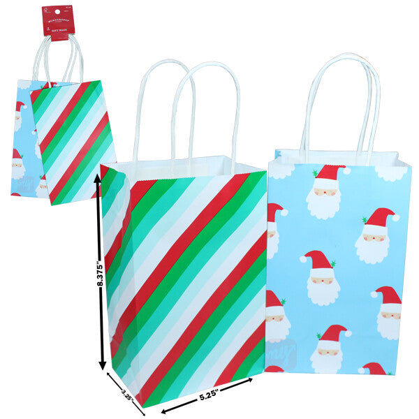 Target Wondershop Gift Bag 2PK Santa Stripes 5.25"x3.25"x8.375"