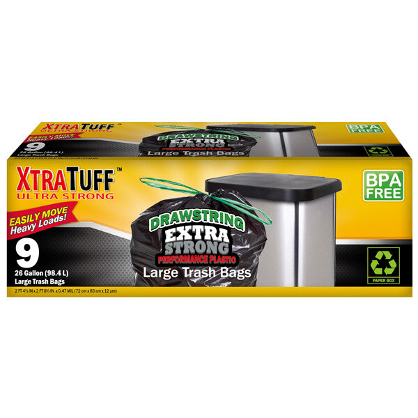 XtraTuff™ Drawstring Trash Bags 26GAL 9CT