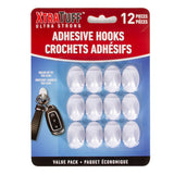XtraTuff™ 12 Piece Adhesive Plastic Hooks White (oval)