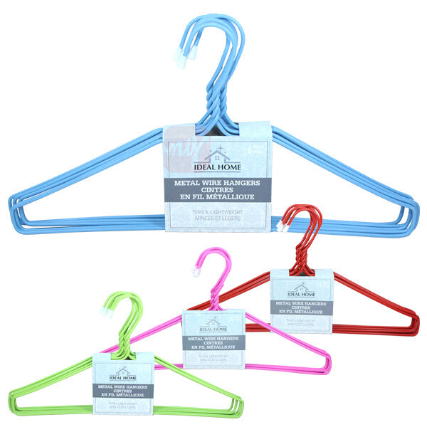 Ideal Home 6 Pack Metal Hanger Assorted Colors