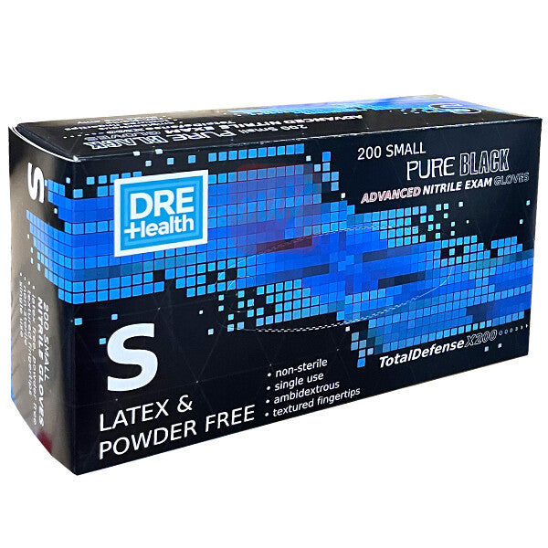 Dre Health Nitrile Exam Gloves Black 200CT Size: Small