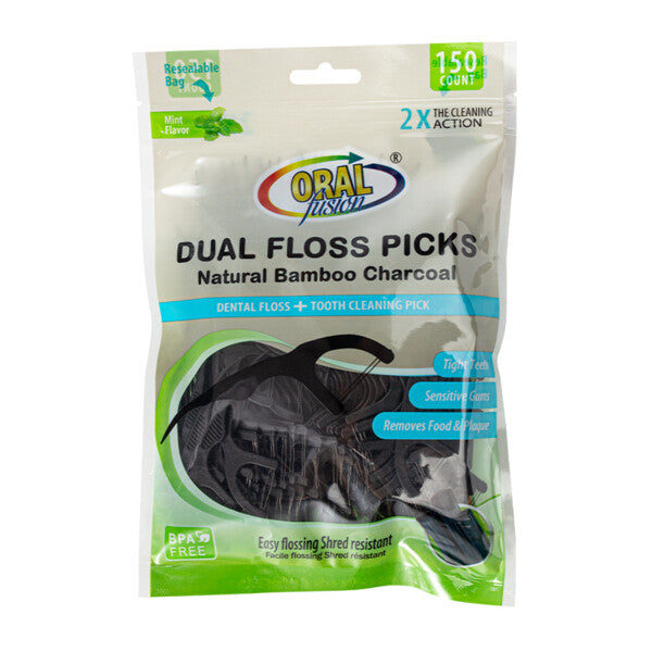 Oral Fusion Floss Picks 150CT Charcoal