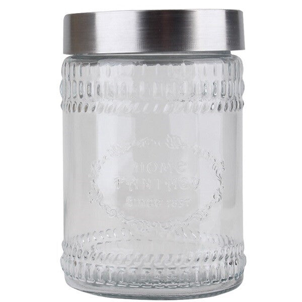 Glass Jar Chrome Lid 900ml Tall