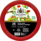 Ideal Dining Plastic Plate 9in Red 25CT