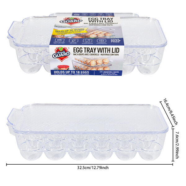 Fresh Guard 18ct Egg Tray w/Lid 12.7x6.4x3.2 inch