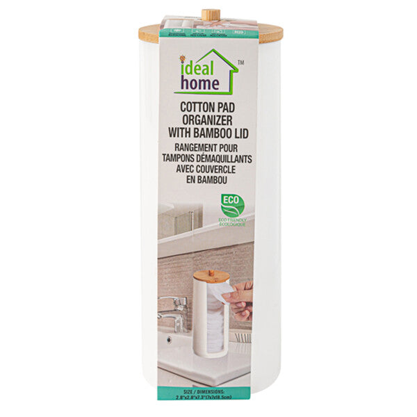 Ideal Home Cotton Pad Oranizer with Bamboo Lid