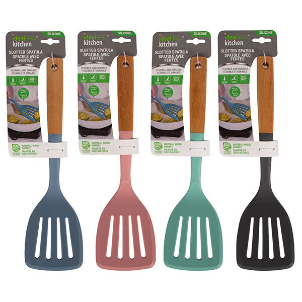 Ideal Kitchen Silicone w/ Wood Handle Slotted Spatula