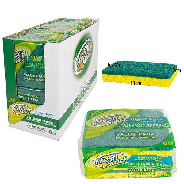 Fresh Start Sponge 6PK Cellulose Heavy Duty