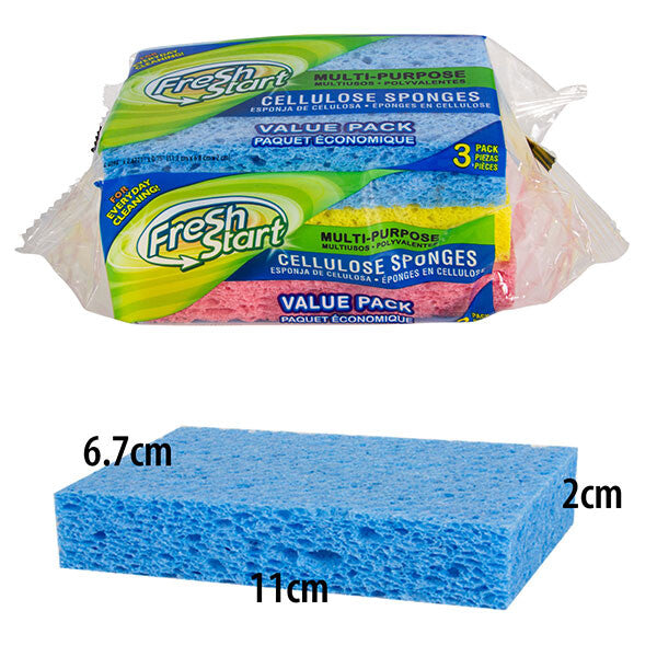 Fresh Start Sponge 3PK Cellulose Only