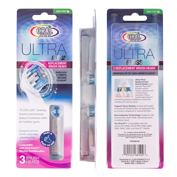Oral Fusion 3 Replacement Brush Heads Compatible with Oral-B