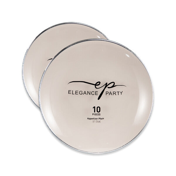 EP Curve 10PK 7.5" Dinner Plate Linen+Silver