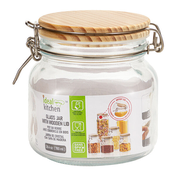 Ideal Kitchen Glass Jar w/ Bamboo Lid 26.37 oz