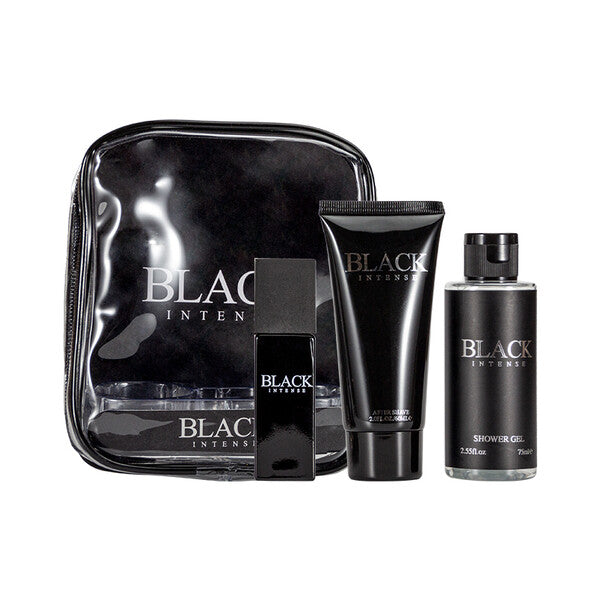 Men's 3pcs Bag Gift Set  BLACK INTENSE 0.4fl.oz Perfume 2fl.oz After Shave 2.55fl.oz Shower Gel