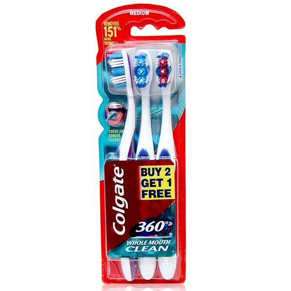 Colgate Toothbrush 360 Whole Mouth Clean 3PK