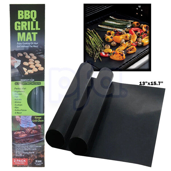 BBQ Grill Mat Black 2 Pack 13"x15.7"