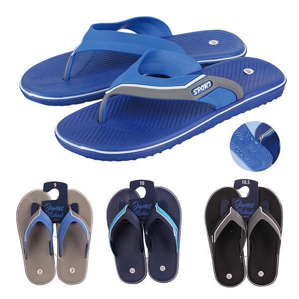 JM Men Slippers 2 Tone Strap White Line