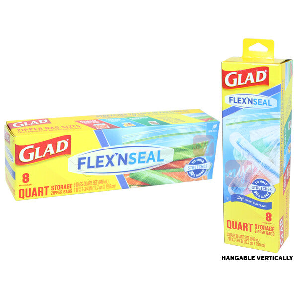 Glad Flex N Seal Zipper Bag Quart 8 Count