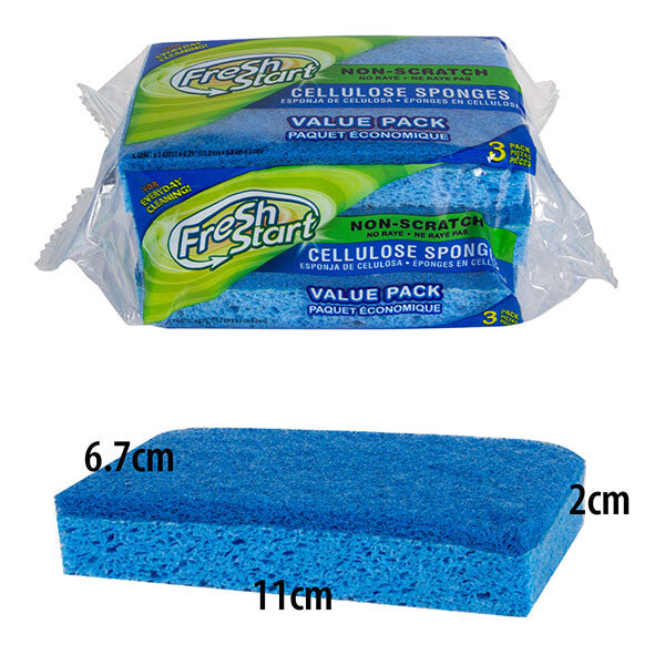 Fresh Start Sponge 3PK Cellulose Non-Scratch