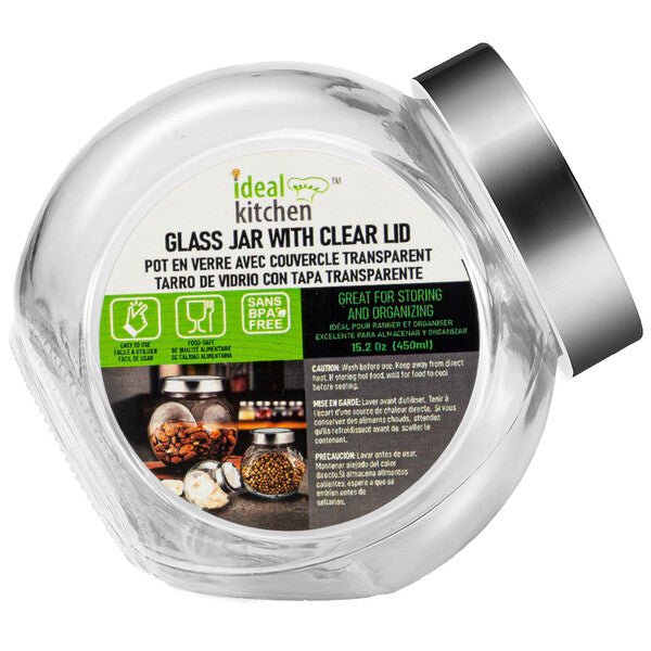 Ideal Kitchen Glass Jar with Clear Lid 15.22oz 1pk