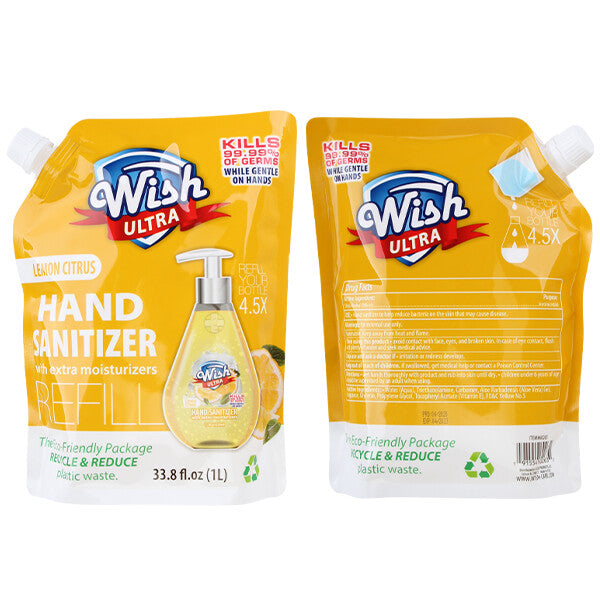 Wish Ultra Hand Sanitizer Refill 33.8oz Lemon Citrus