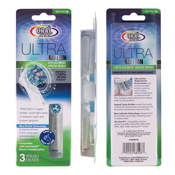 Oral Fusion 3 Replacement Brush Heads Compatible with Oral-B