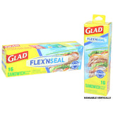 Glad Flex N Seal Zipper Bag Sandwich 16 Count