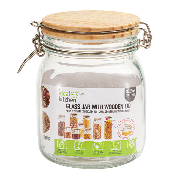 Ideal Kitchen Glass Jar w/ Bamboo Lid 37.19 oz