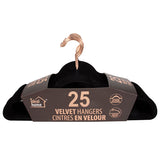 Ideal Home Velvet Hanger 25PK Black Rose Gold Hook